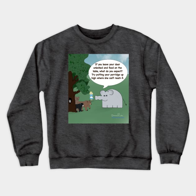 Enormously Funny Cartoons Goldilocks Crewneck Sweatshirt by Enormously Funny Cartoons